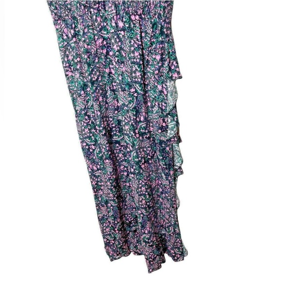 IRO Santu Ruffled Shirred Crepe De Chine Floral V-Neck Maxi Dress, 40 / US 8 - Picture 7 of 8